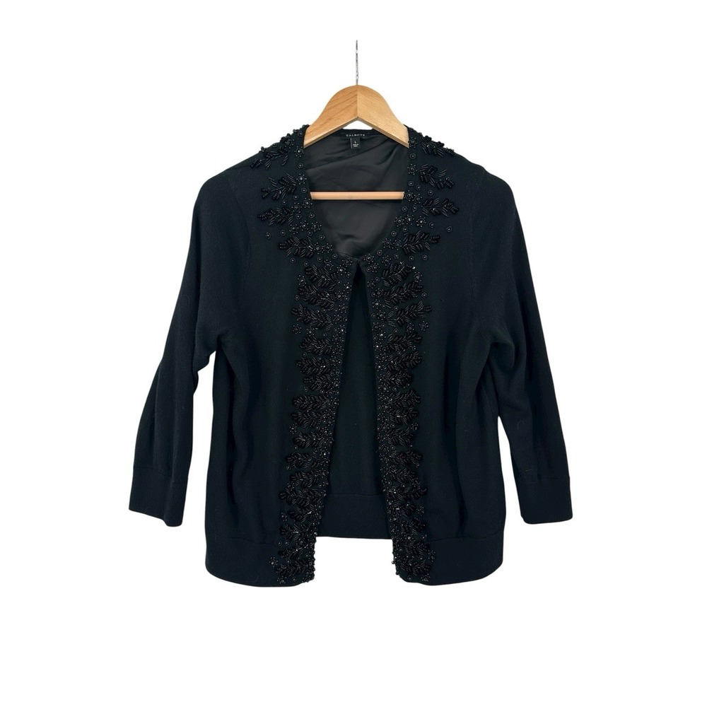 Talbots Cardigan Sweater Womens L Beaded Classic Event Glam Holiday Mature Party